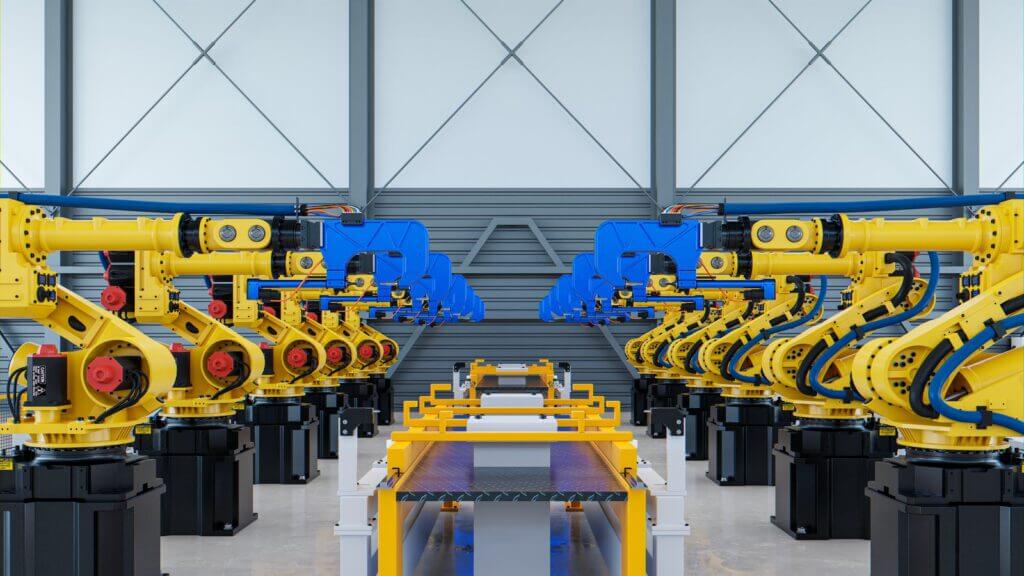 welding robotics for automotive assembly in a factory